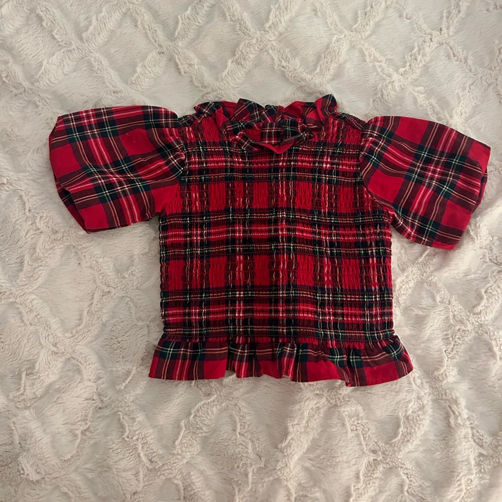 Janie and Jack Tartan Smocked Top 12-18 months